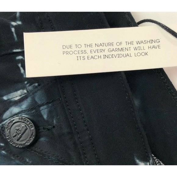 Makobi Mens 58x32 Black Acid Wash Tie Dye Straight Leg Casual Pants Flap Pockets - Picture 3 of 12